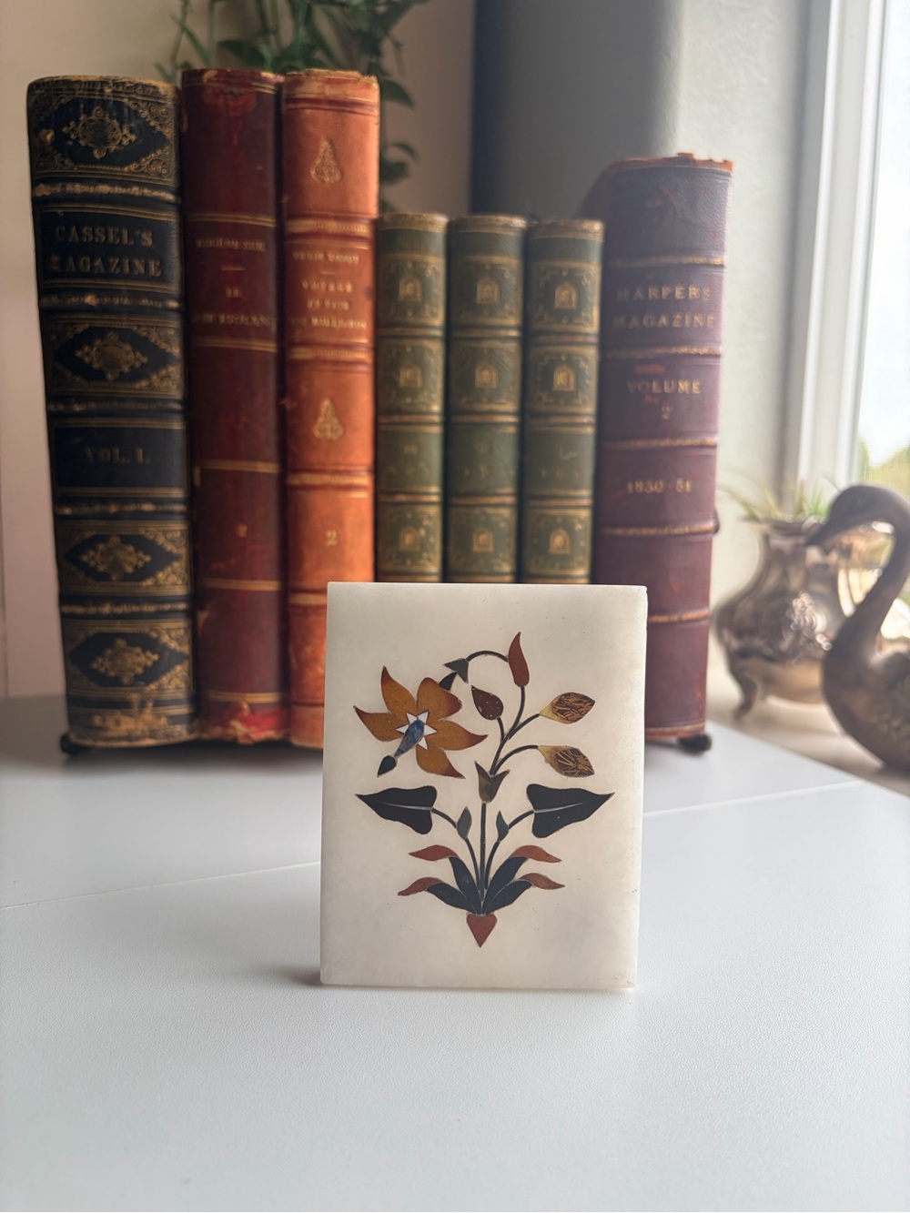 Small Vintage Pietra Dura on Marble Panel